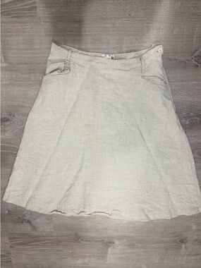 bagatelle VINTAGE Cream A-Line Linen Skirt Flax Midi